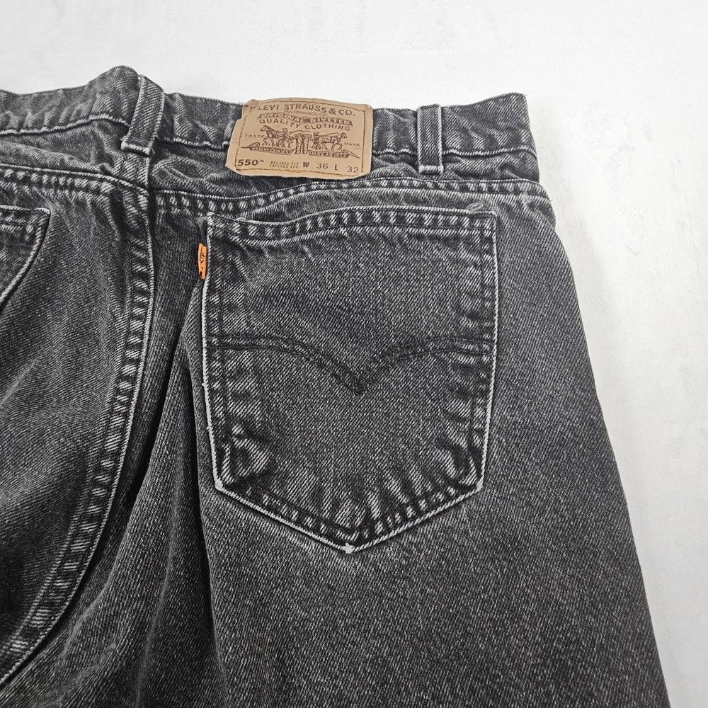 Vintage 90s Levi's 550 Orange Tab Black Denim Jeans Men's Size 36x32 Tapered - Picture 14 of 14